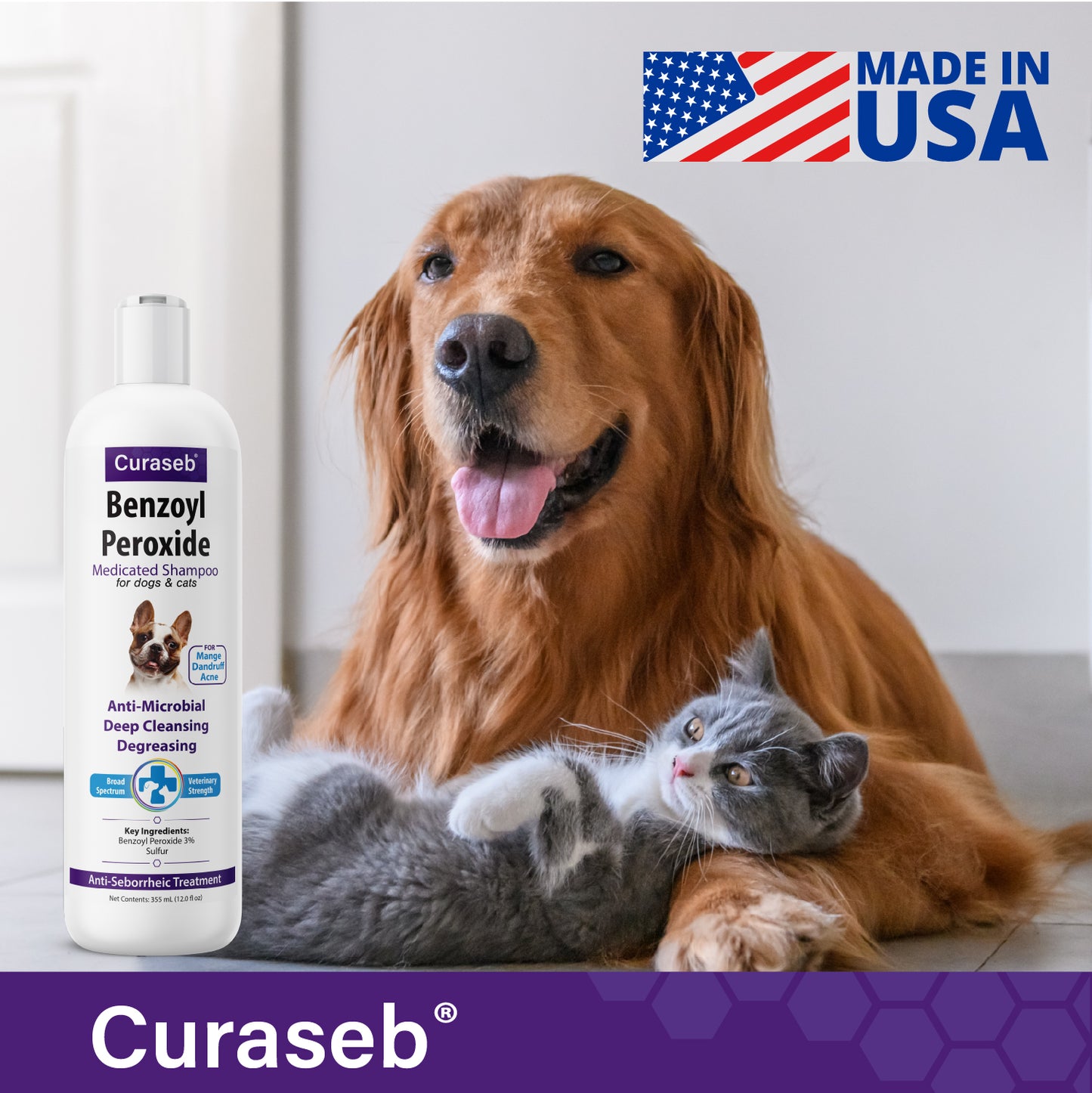 Curaseb Benzoyl Peroxide Shampoo 12oz