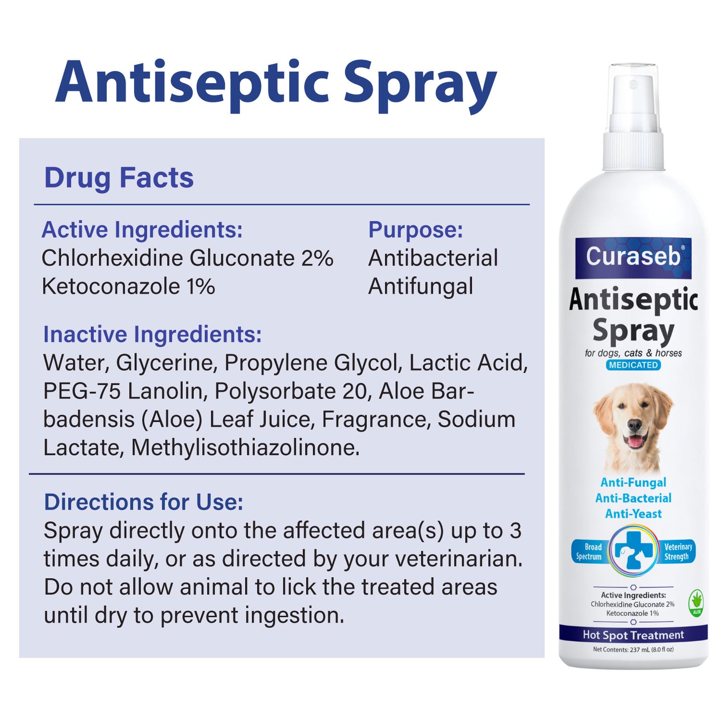 Curaseb Medicated Spray for Dogs & Cats