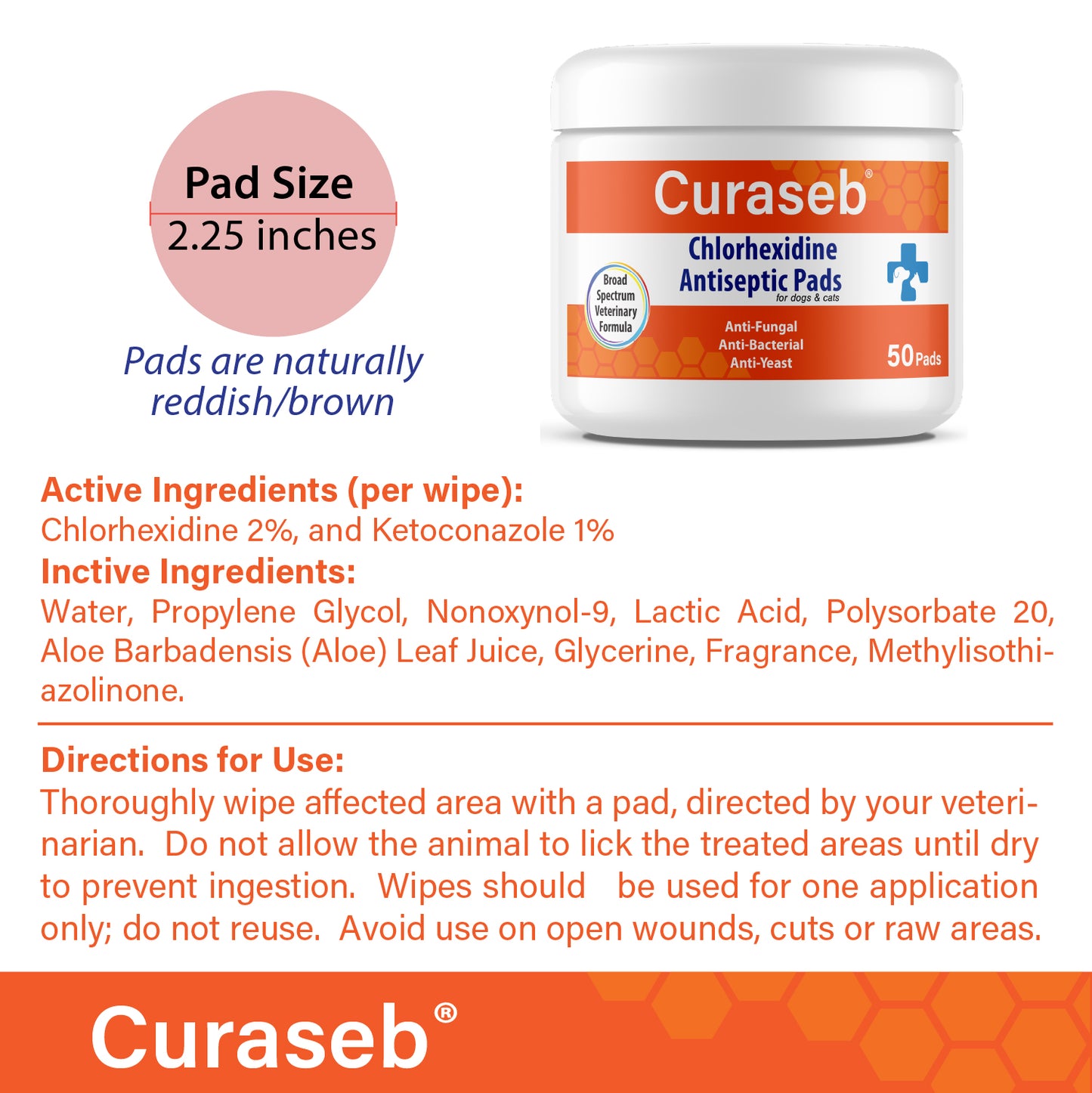 Curaseb Medicated Wipes for Dogs & Cats 50ct