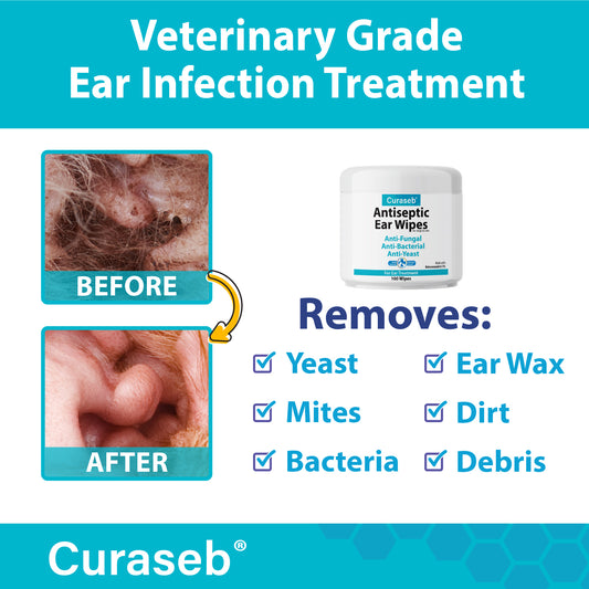 Curaseb Ear Infection Wipes for Dogs & Cats