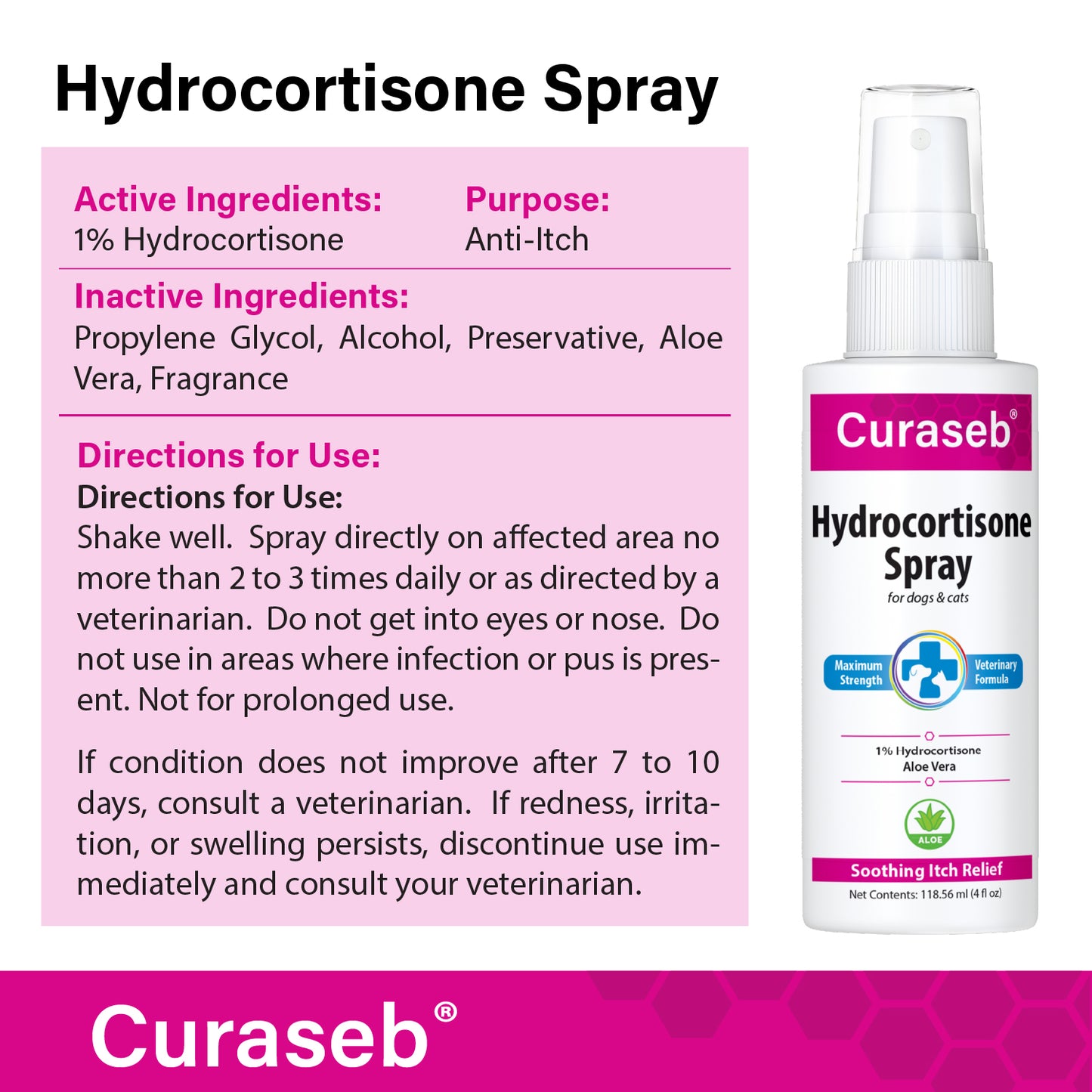 Curaseb Hot Spot Spray for Dogs & Cats 4oz