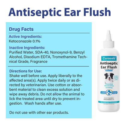 Curaseb Medicated Ear Flush for Dogs & Cats 12oz