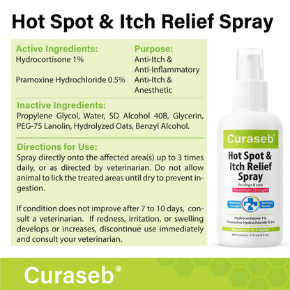 Curaseb Hot Spot & Itch Relief Spray 4oz