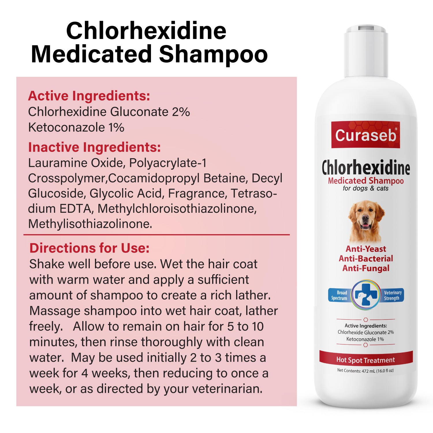 Medicated Shampoo Dog Itchy Skin Allergy Relief Curaseb