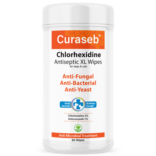 Curaseb Medicated Wipes XL Chlorhexidine Ketoconazole for Dogs and