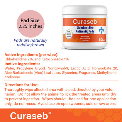 Curaseb Medicated Wipes for Dogs & Cats