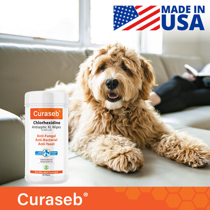 Curaseb Medicated Wipes XL - Chlorhexidine & Ketoconazole for Dogs and Cats